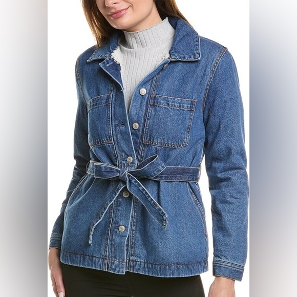 OAT | Hudson Denim Jacket Spread Collar Full Front Button Closure - Picture 1 of 5